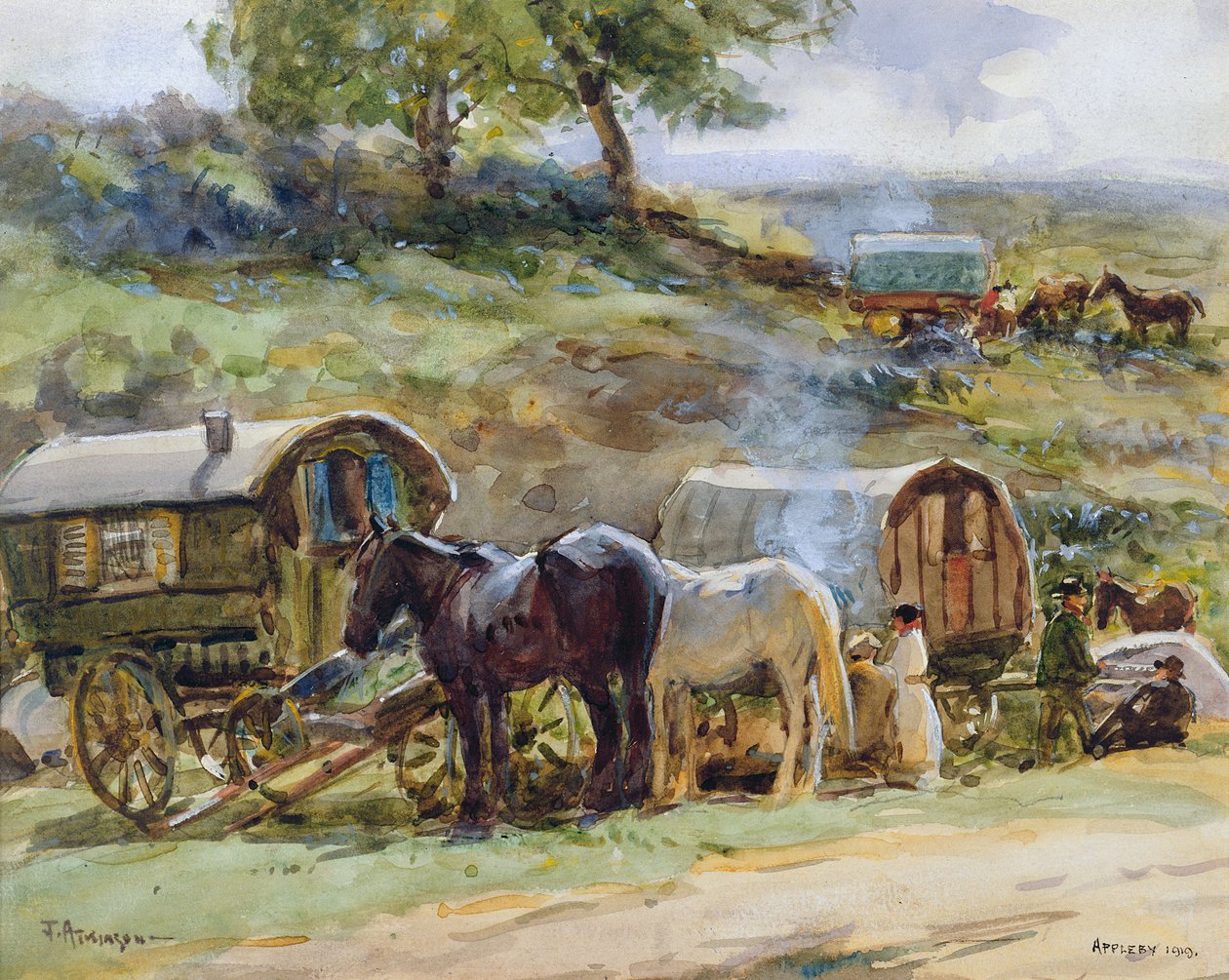 Gypsy Encampment, Appleby, 1919 (se även 54655) av John Atkinson
