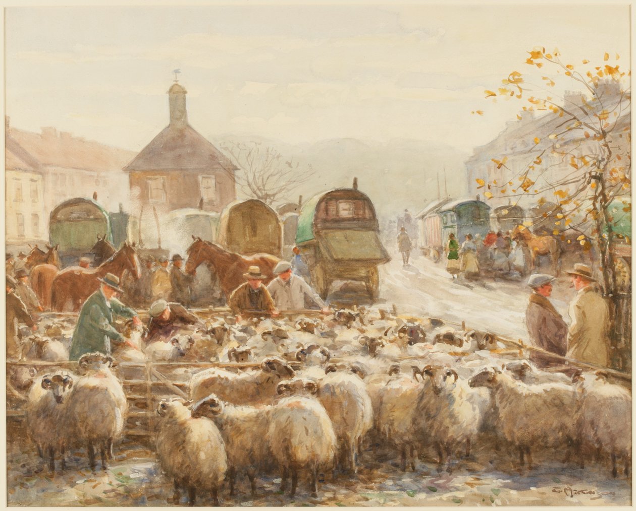 Yarm Fair (bodycolour) av John Atkinson