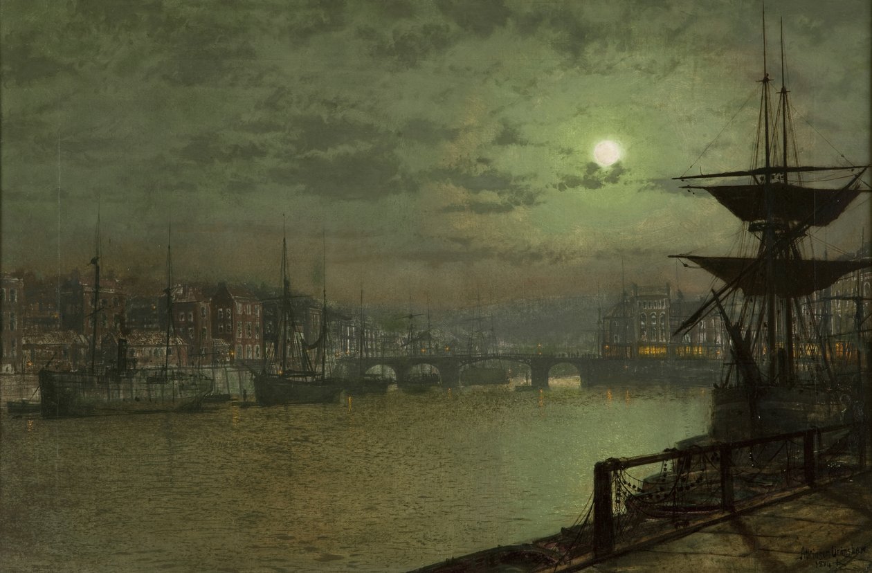 Baiting the Lines, Whitby, 1884 av John Atkinson Grimshaw