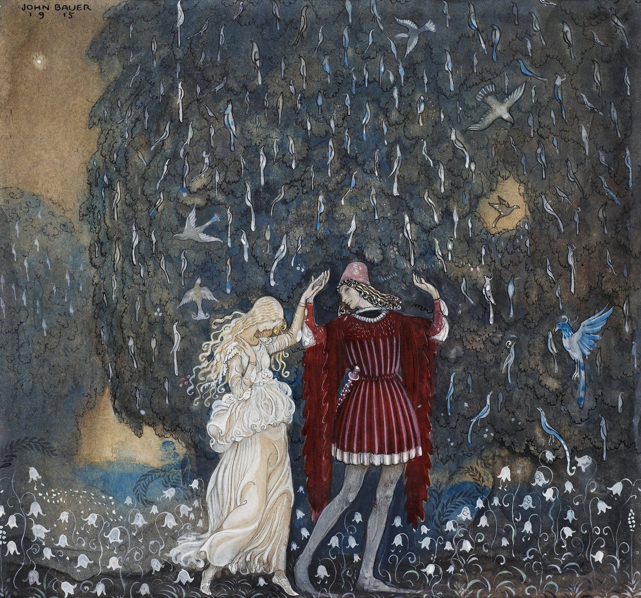 Lena och riddaren dansa av John Bauer