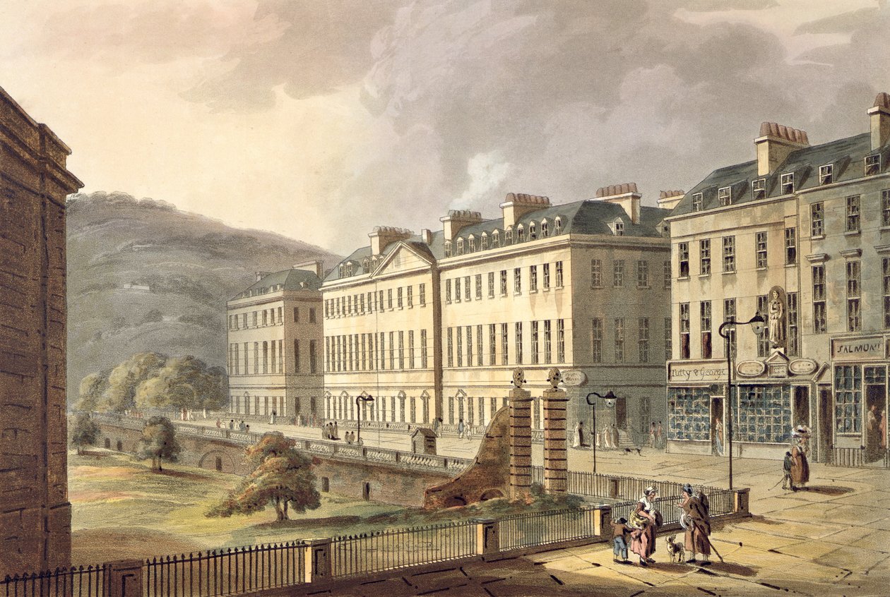 North Parade, från "Bath Illustrated by a Series of Views", graverad av John Hill (1770-1850) pub. av William Miller, 1804 (akvatint) av John Claude Nattes