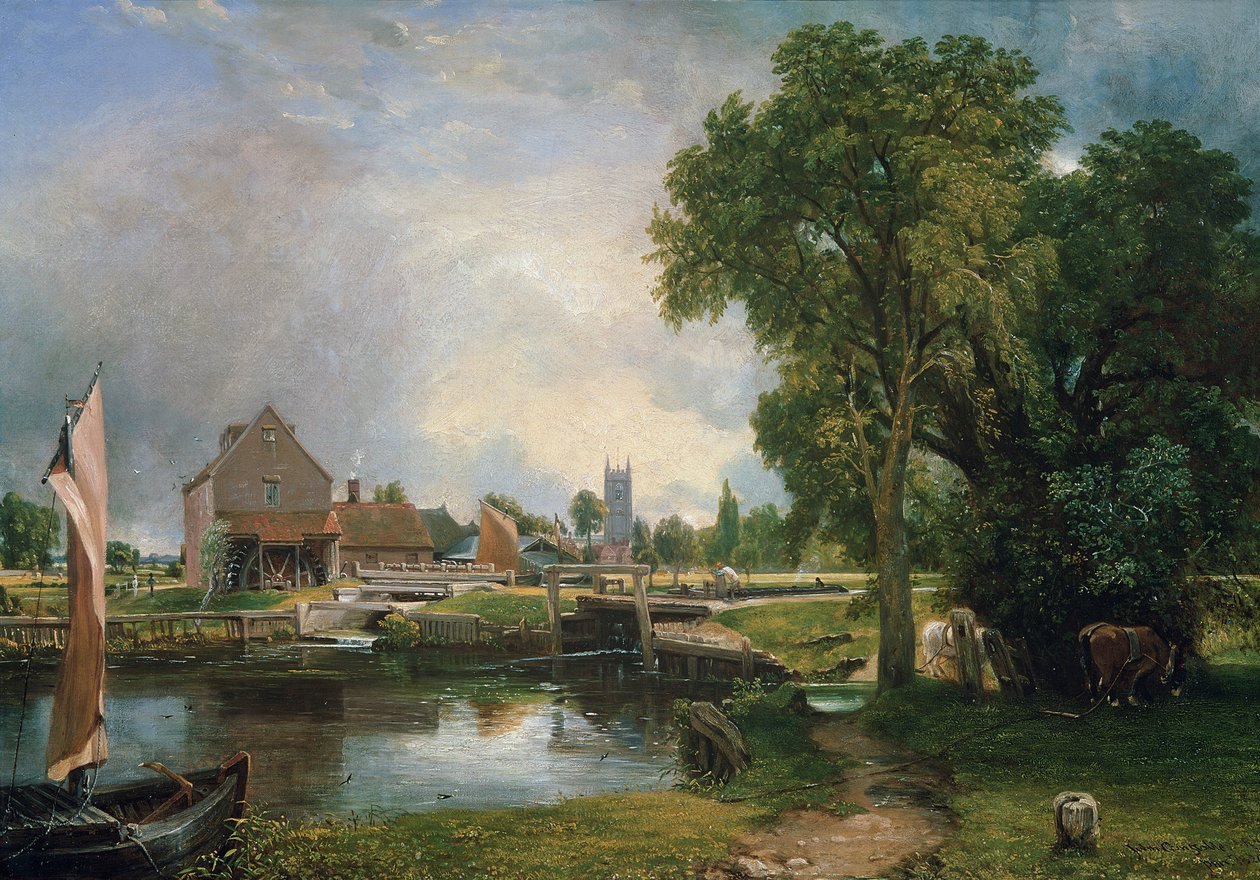 Dedham Lock and Mill, 1820 av John Constable