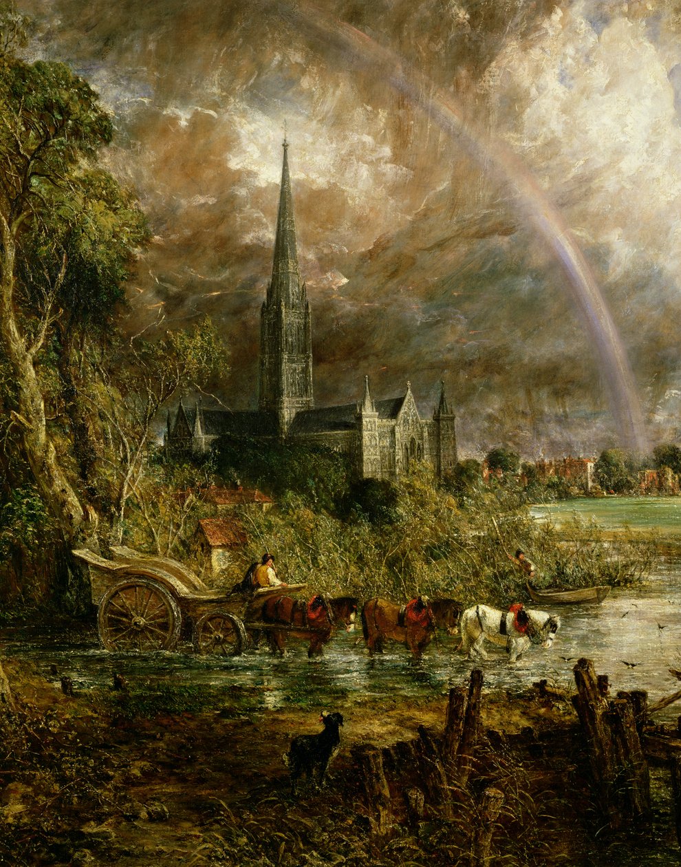 Salisbury Cathedral From the Meadows, 1831 detalj från 1560 av John Constable