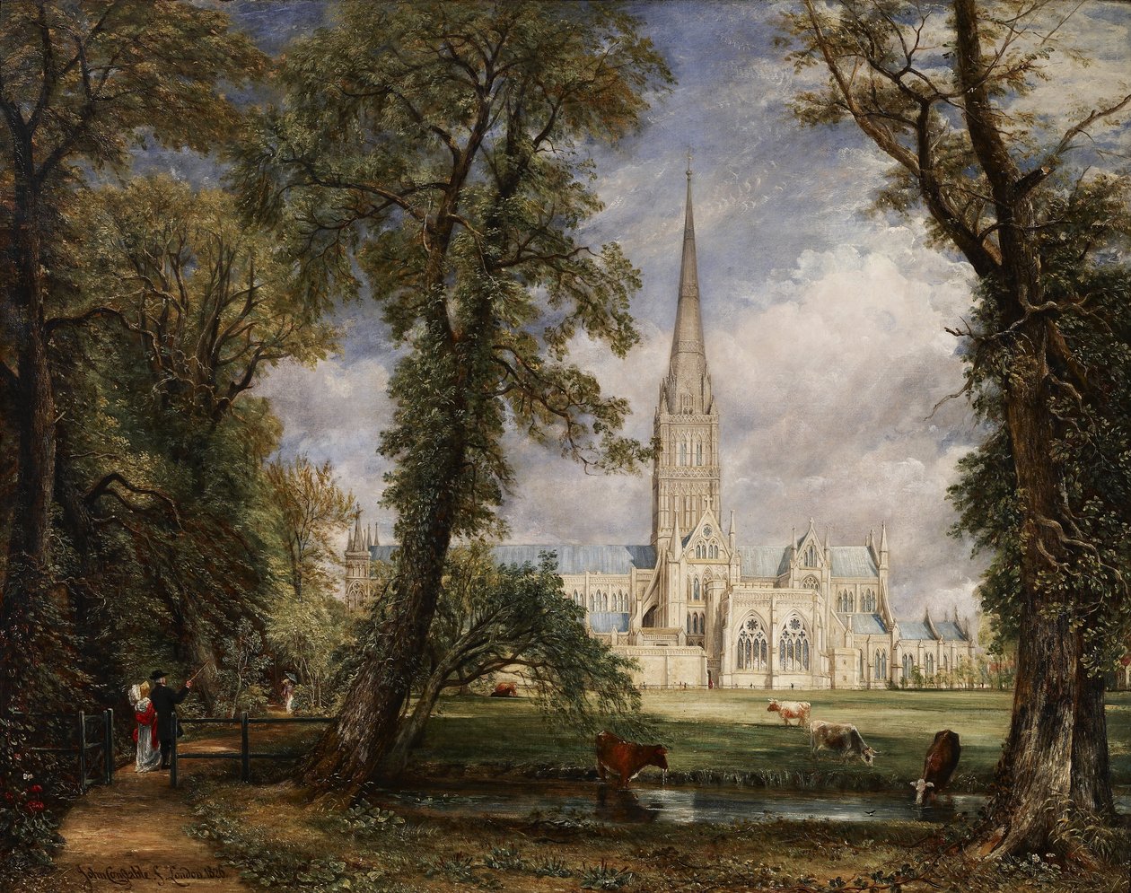 Salisbury Cathedral from the Bishops Garden av John Constable