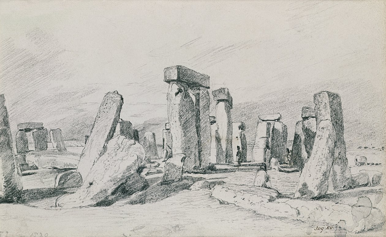 Stonehenge, Wiltshire, 1820 (ritning) av John Constable
