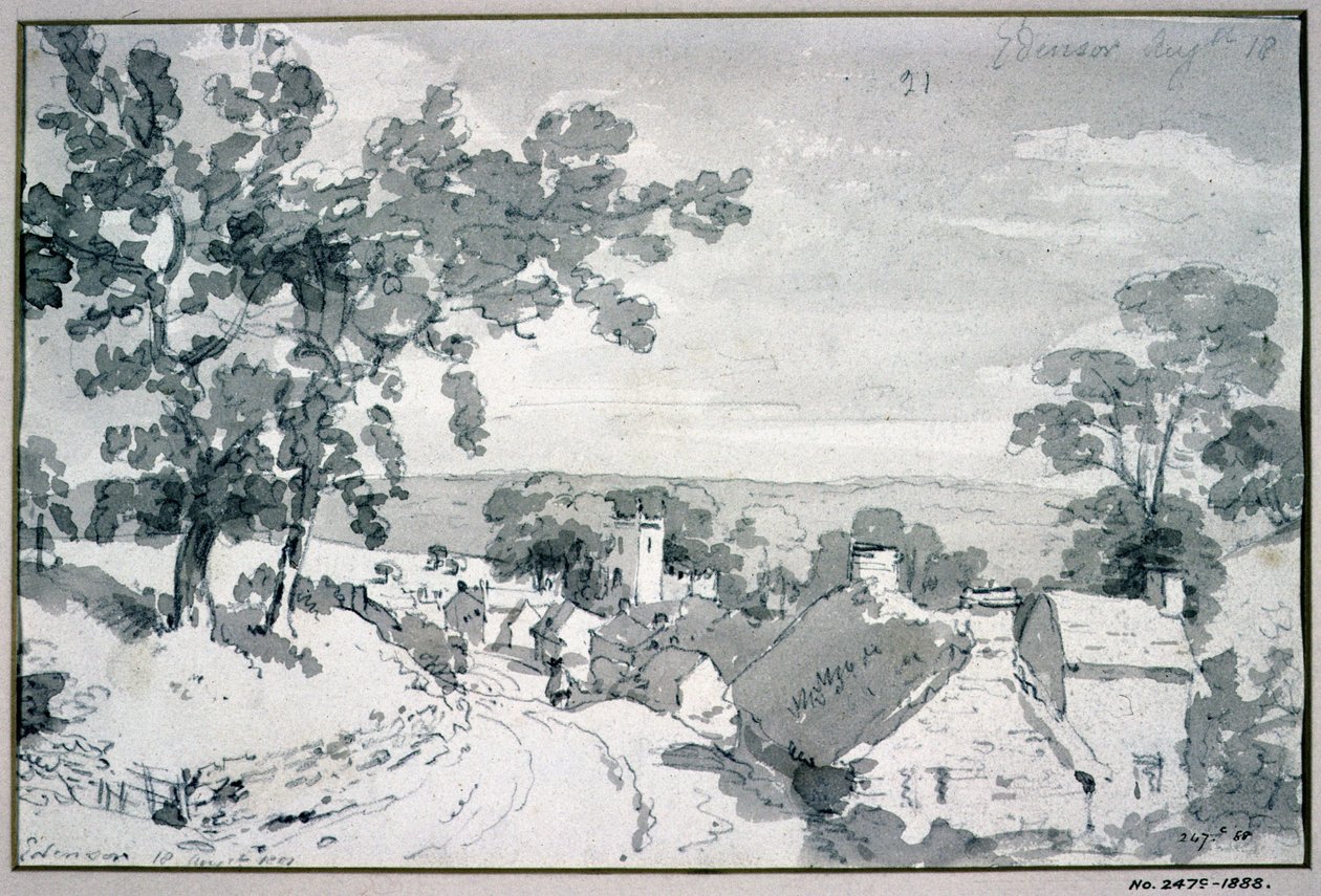 Entrén till byn Edensor, 1801 (penna- och sepiatvätt) av John Constable
