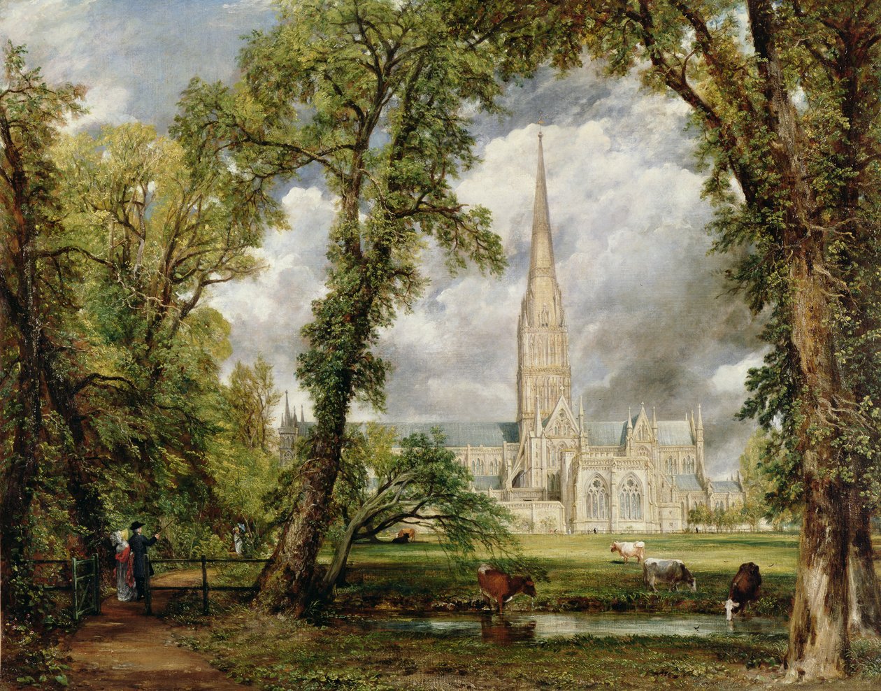 Utsikt över Salisbury Cathedral från Bishop