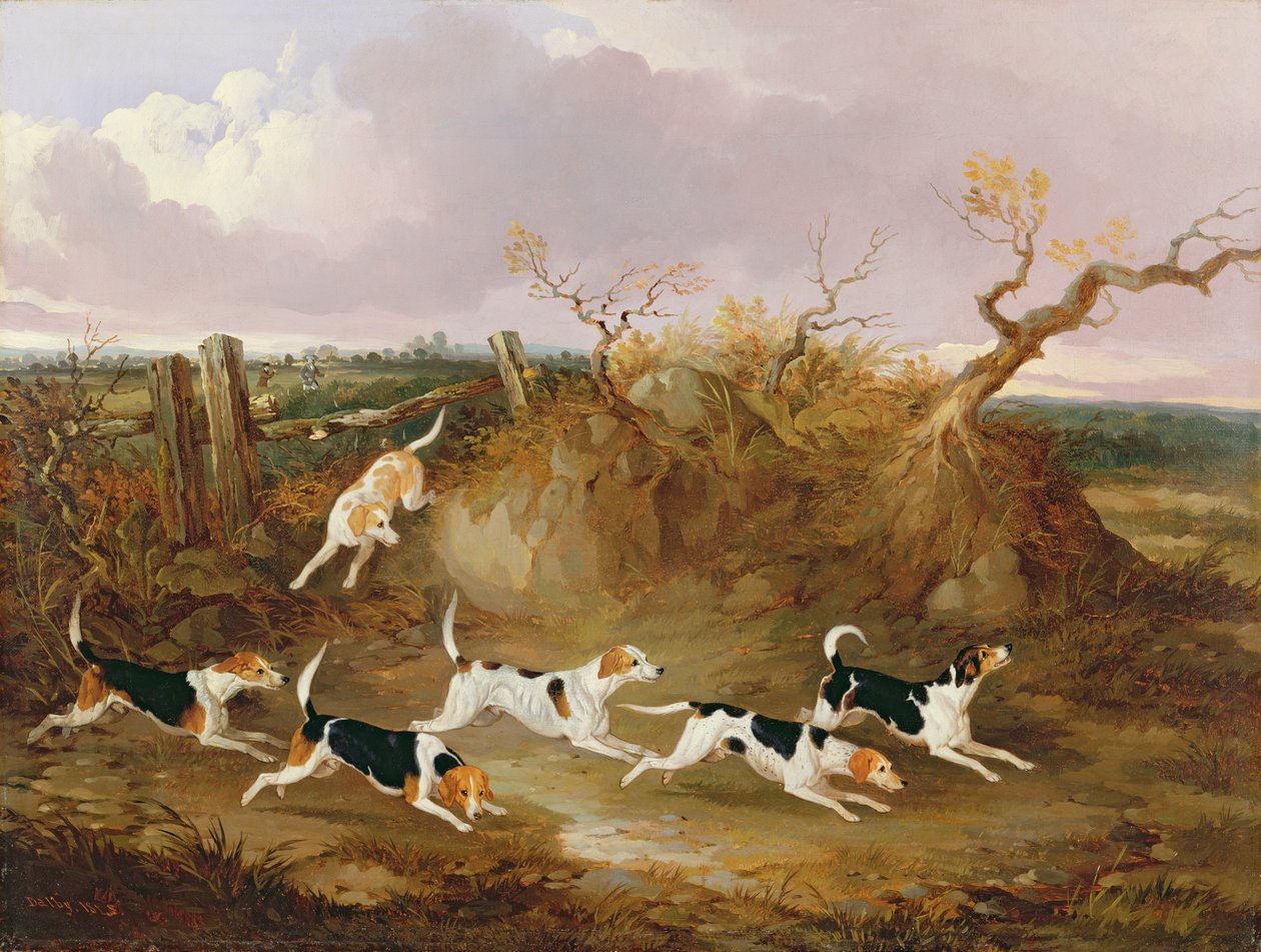 Beagles i full gråt, 1845 av John Dalby