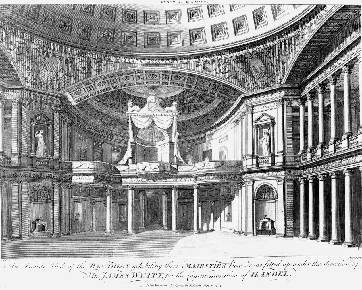 En vy från insidan av Pantheon, Oxford Street, London, 1784 av John Dixon