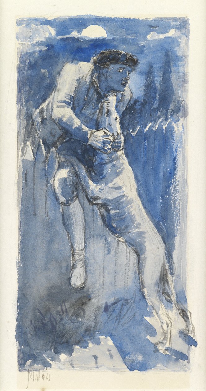 Försvar, ca 1849-50 (penna och tvätt på papper) av John Everett Millais