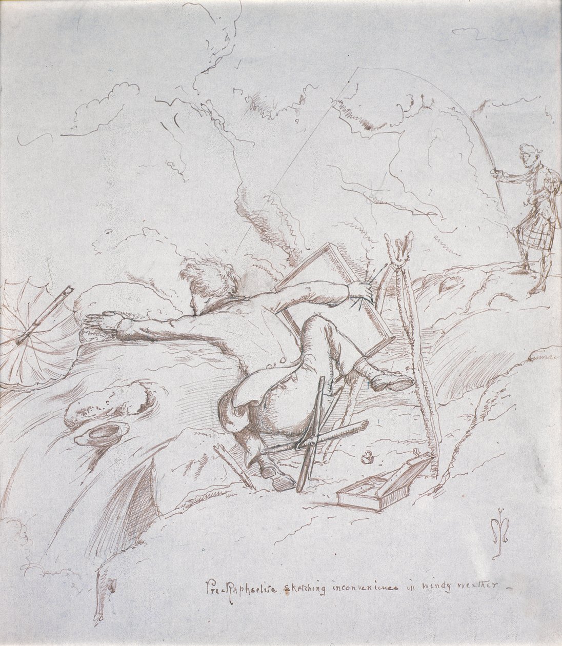 Prerafaelitisk skissningsbesvär i blåsigt väder av John Everett Millais