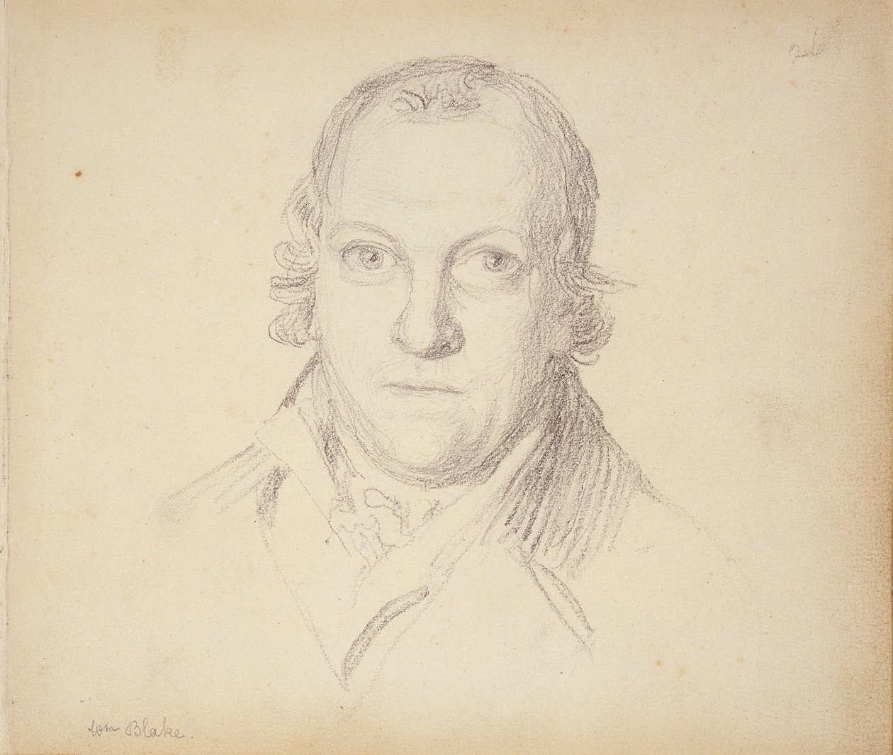 Porträtt av William Blake (1757-1827) från en bok med blyertsporträtt, ca 1801 av John Flaxman