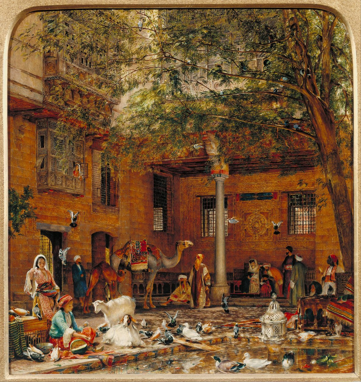 Study for The Courtyard of the Coptic Patriarchs House in Cairo av John Frederick Lewis