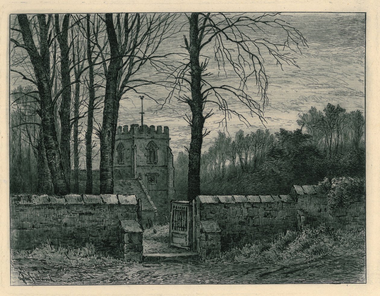 Tettenhall Church, från "Remnants Of Old Wolverhampton" Vol.I. No.s 1-37, publicerat 1880. av John Fullwood