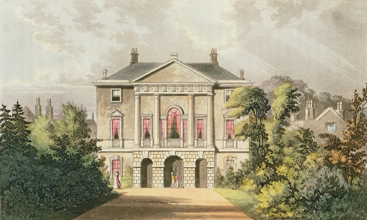 The New Lodge, Richmond Park, från Ackermanns "Repository of Arts", publicerad omkring 1826. av John Gendall