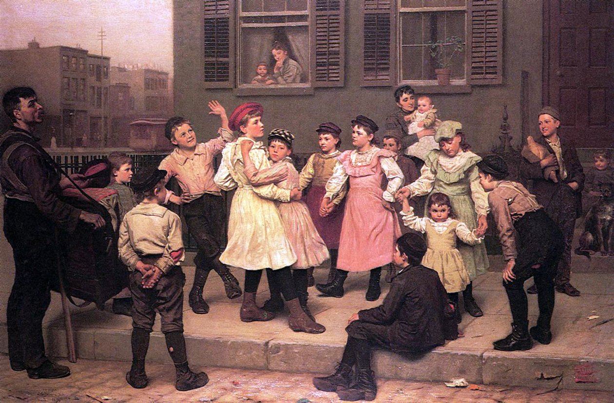 Barn som dansar på gatan, 1894 av John George Brown