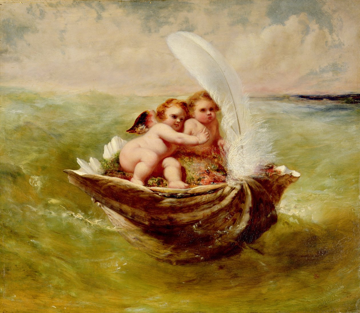 Cupids in a Shell, c.1855-59 av John George Naish