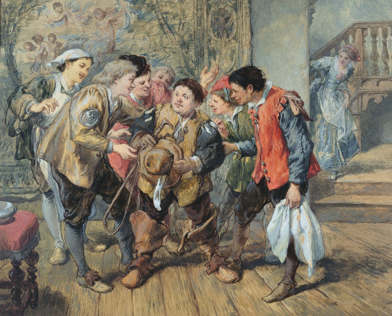 Grumio tillkännager Petrucchios närmande, 1864 av John Gilbert