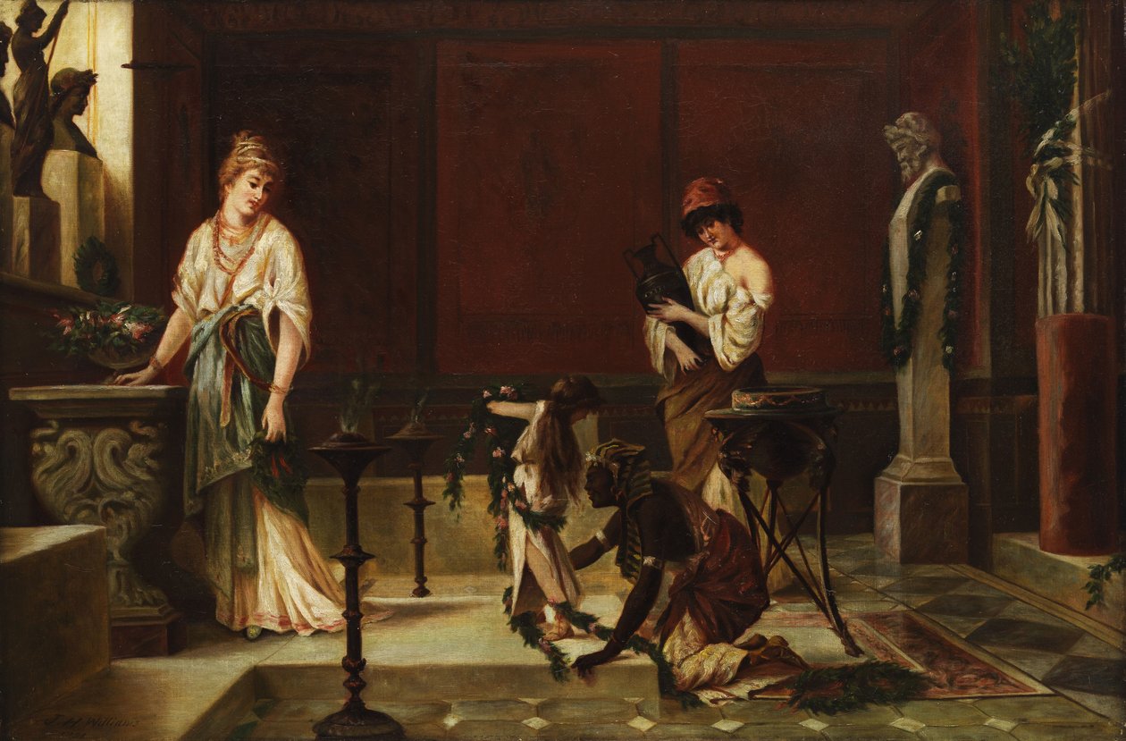 Antikes römisches Interieur mit Figuren av John Haynes Williams