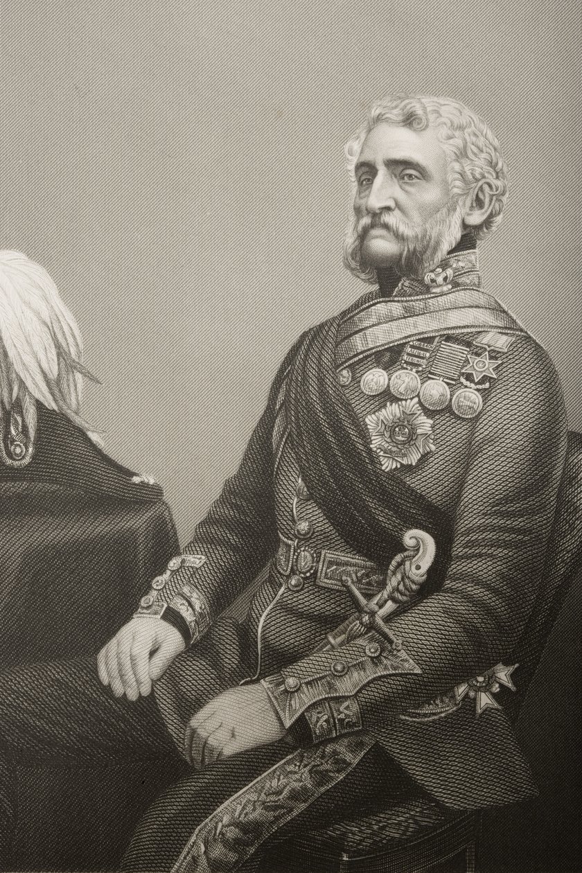 Sir George Harry Wakelyn Smith (1787-1860) graverad av D.J. Pound efter ett fotografi, från "The Drawing-Room of Eminent Personages, Volume 2", utgiven i London 1860. av John Jabez Edwin Paisley Mayall