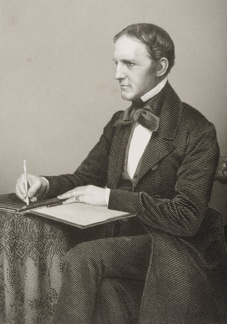 William Hickling Prescott (1796-1859) graverad av D.J. Pound efter ett fotografi, från "The Drawing-Room of Eminent Personages, Volume 2", utgiven i London 1860. av John Jabez Edwin Paisley Mayall
