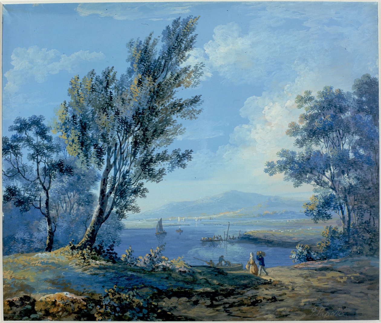 Lake Scene (bc och wc på papper) av John Laporte
