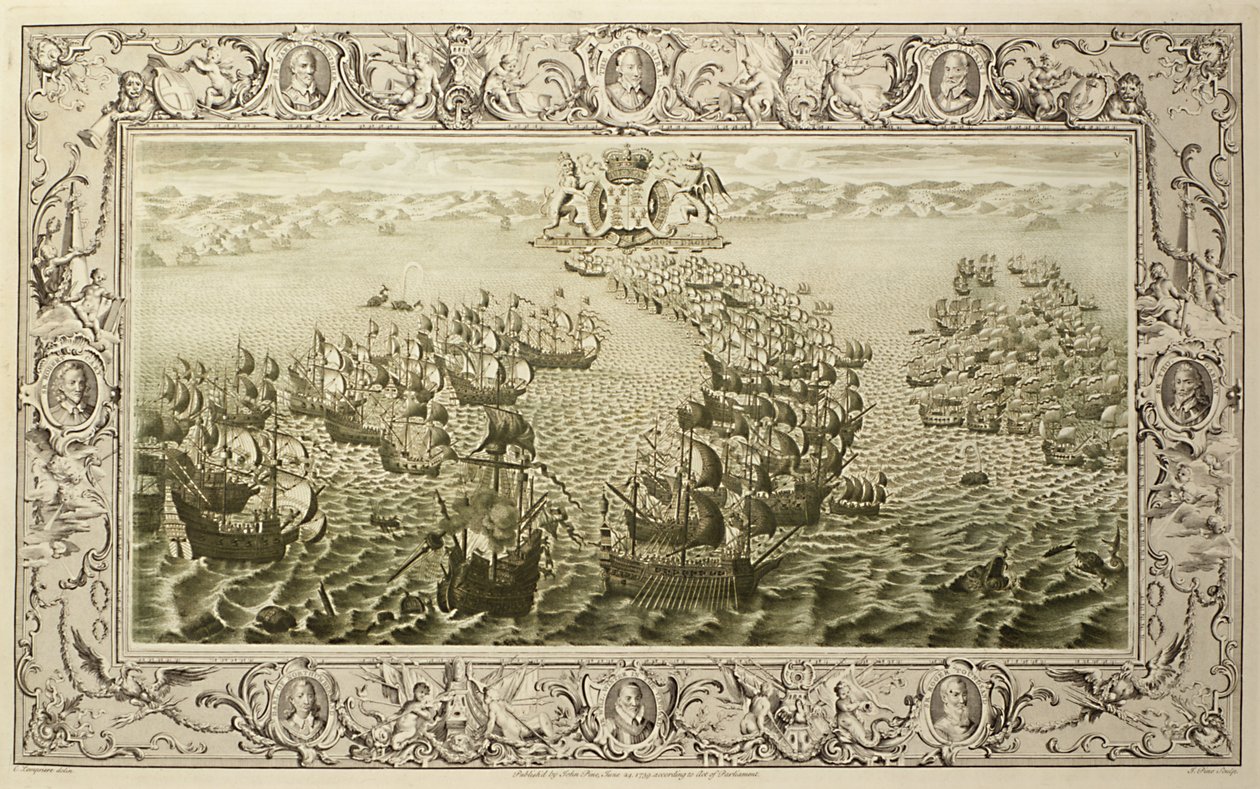 Armada (gravyr från en gobeläng), 1739 av John Pine