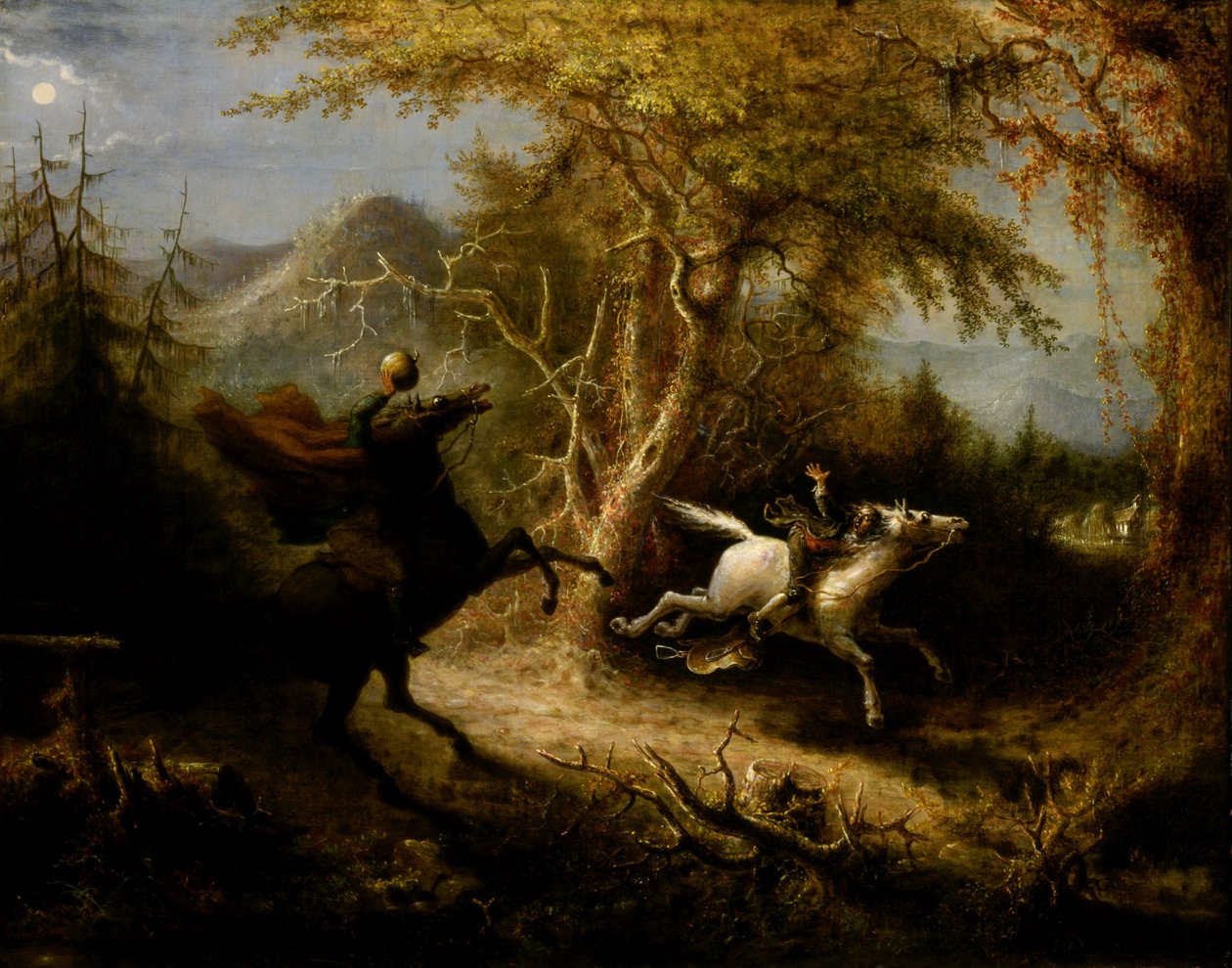 Den huvudlösa ryttaren som förföljer Ichabod -kranen av John Quidor