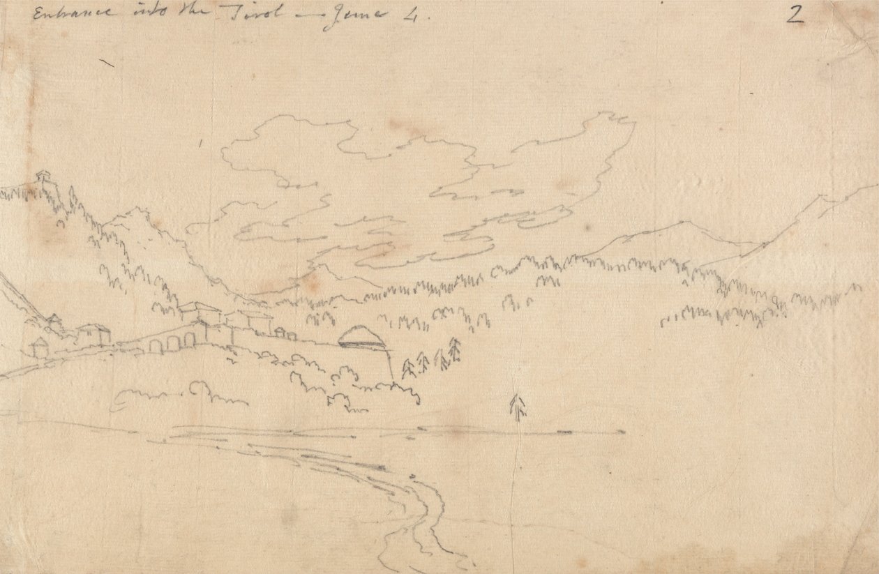 Entrance Into the Tirol, June 4 av John Robert Cozens