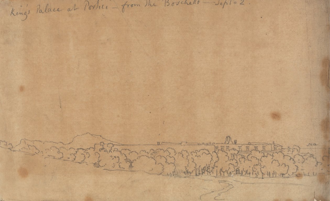 Kings Palace at Portici from the Boschetto, September 2 av John Robert Cozens