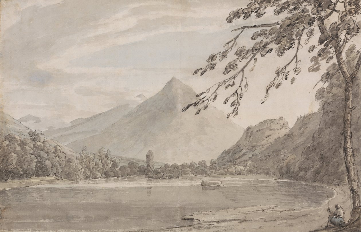 Upon the Aare between Unterseen and the Lake of Brientz av John Robert Cozens