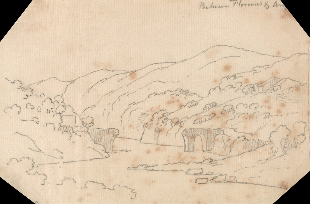 Utsikt över Arno mellan Florens och Arezzo av John Robert Cozens