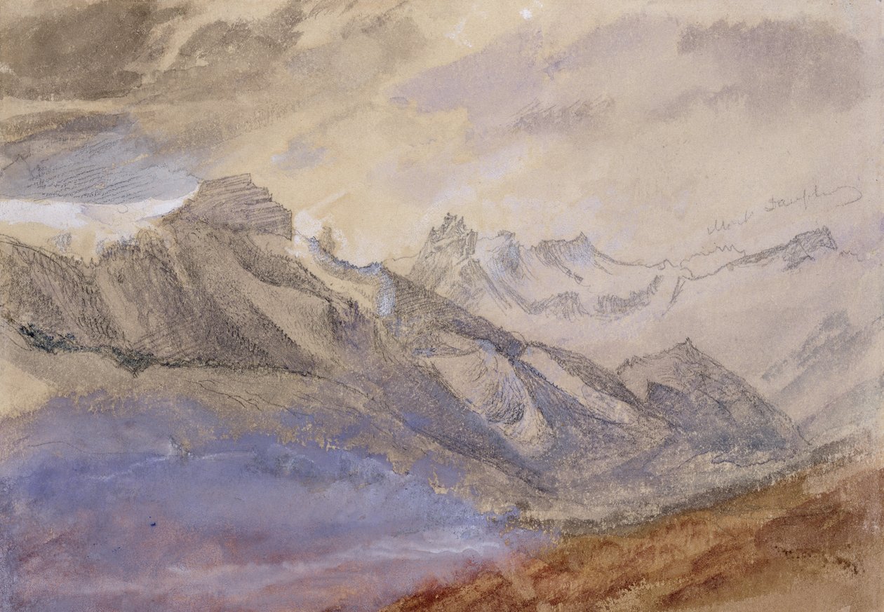 Mont Dauphiny, nær Chartreuse (wc og blyant på papir) swed av John Ruskin