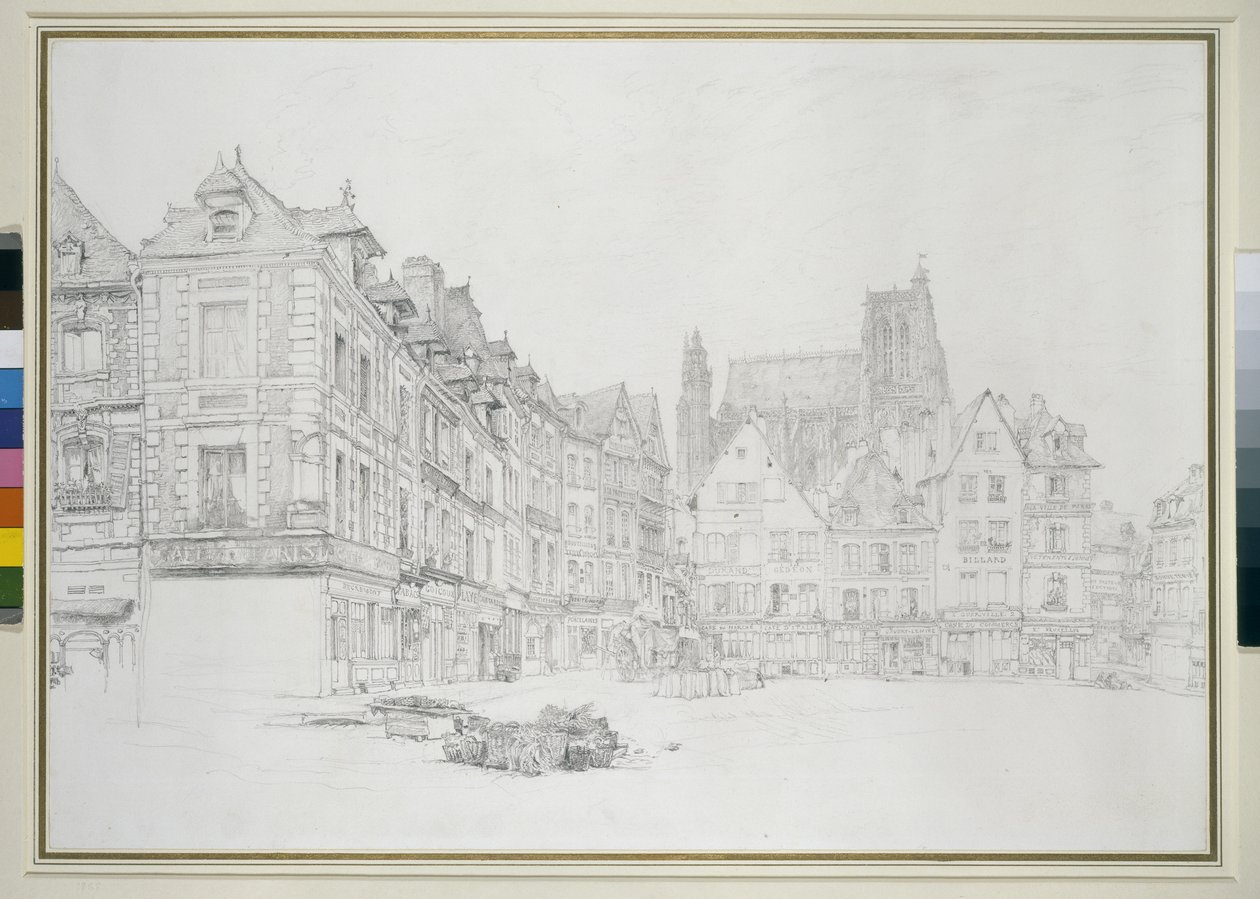 Study for Detail of the Market-Place, Abbeville, september - oktober 1868 grafit på benvitt papper av John Ruskin