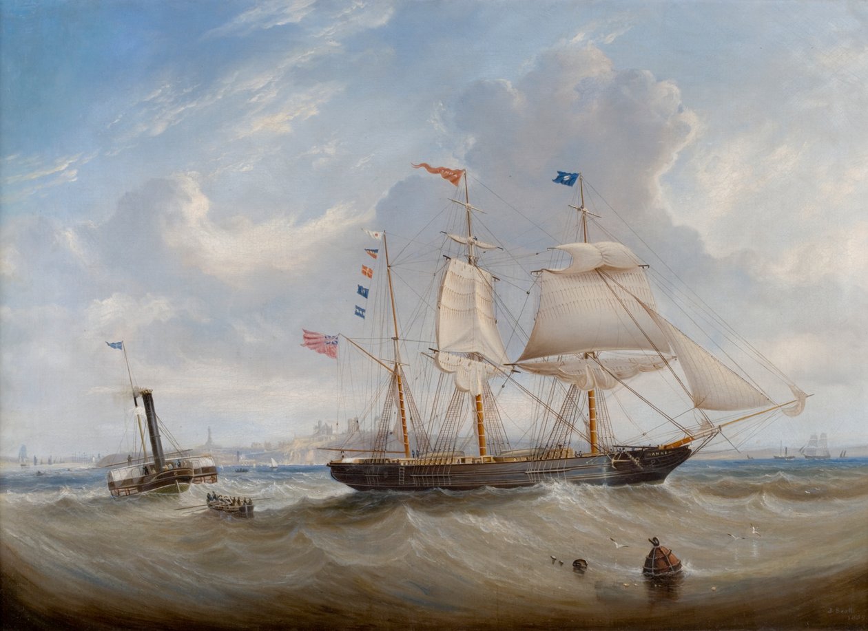 Segelfartyget "Anne" lämnar floden Tyne, 1859 av John Scott