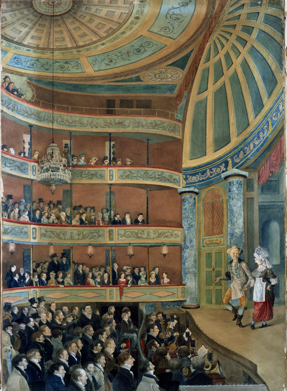 Interiör i Park Theatre, New York City, 1822 av John Searle