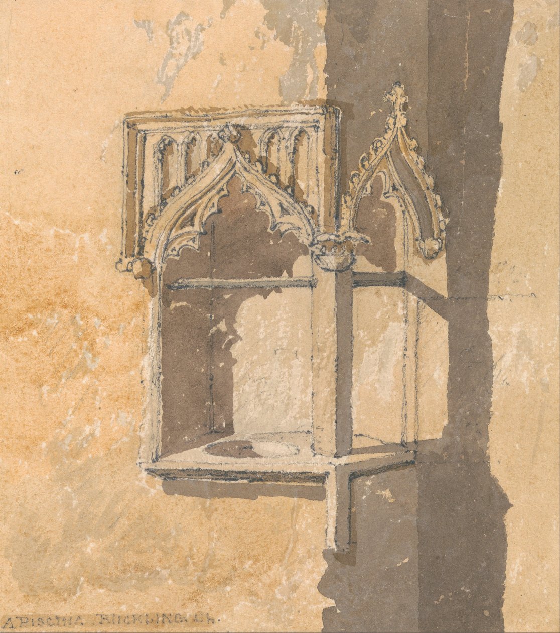 A Piscina in Blickling Church, Norfolk av John Sell Cotman
