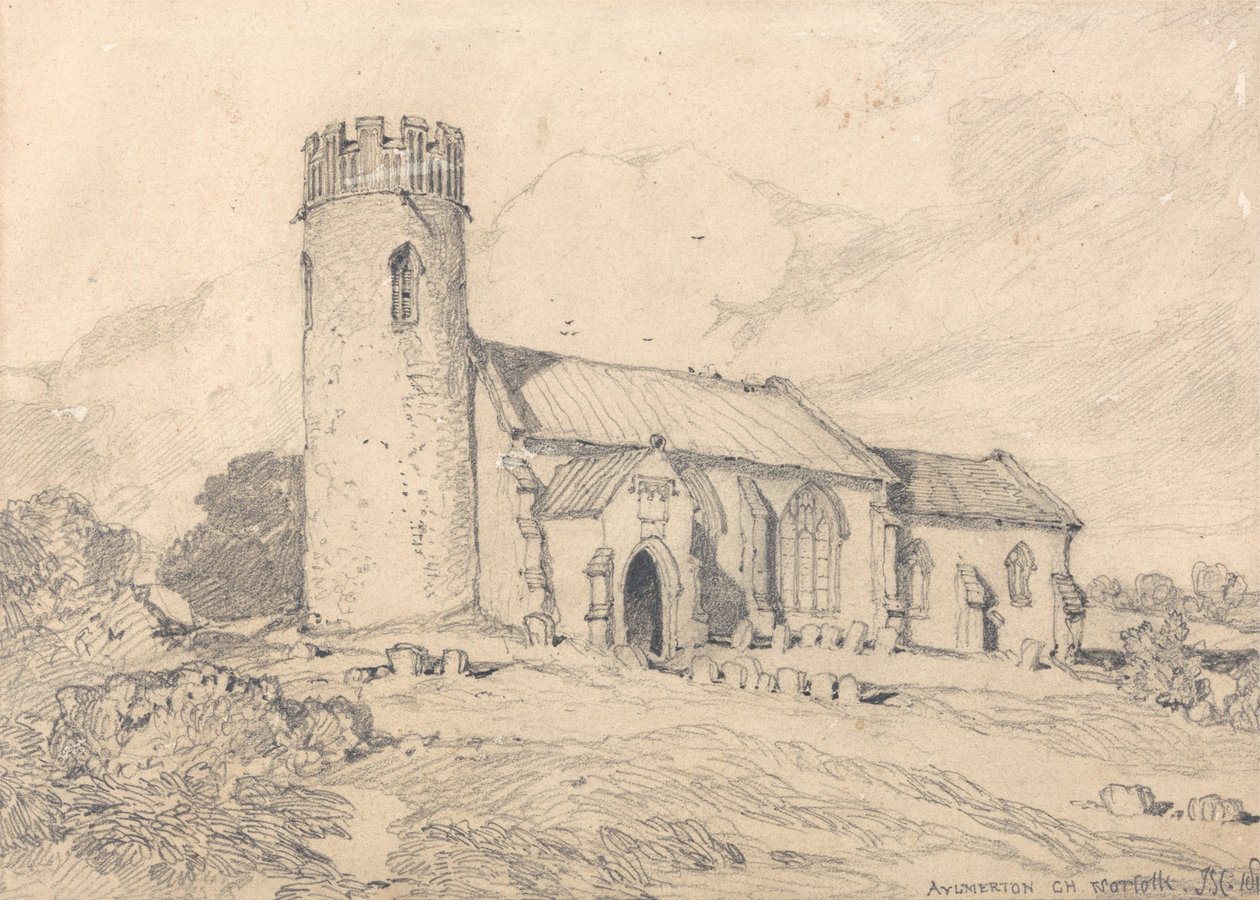 Aylmerton Church; Norfolk, from the South-West av John Sell Cotman