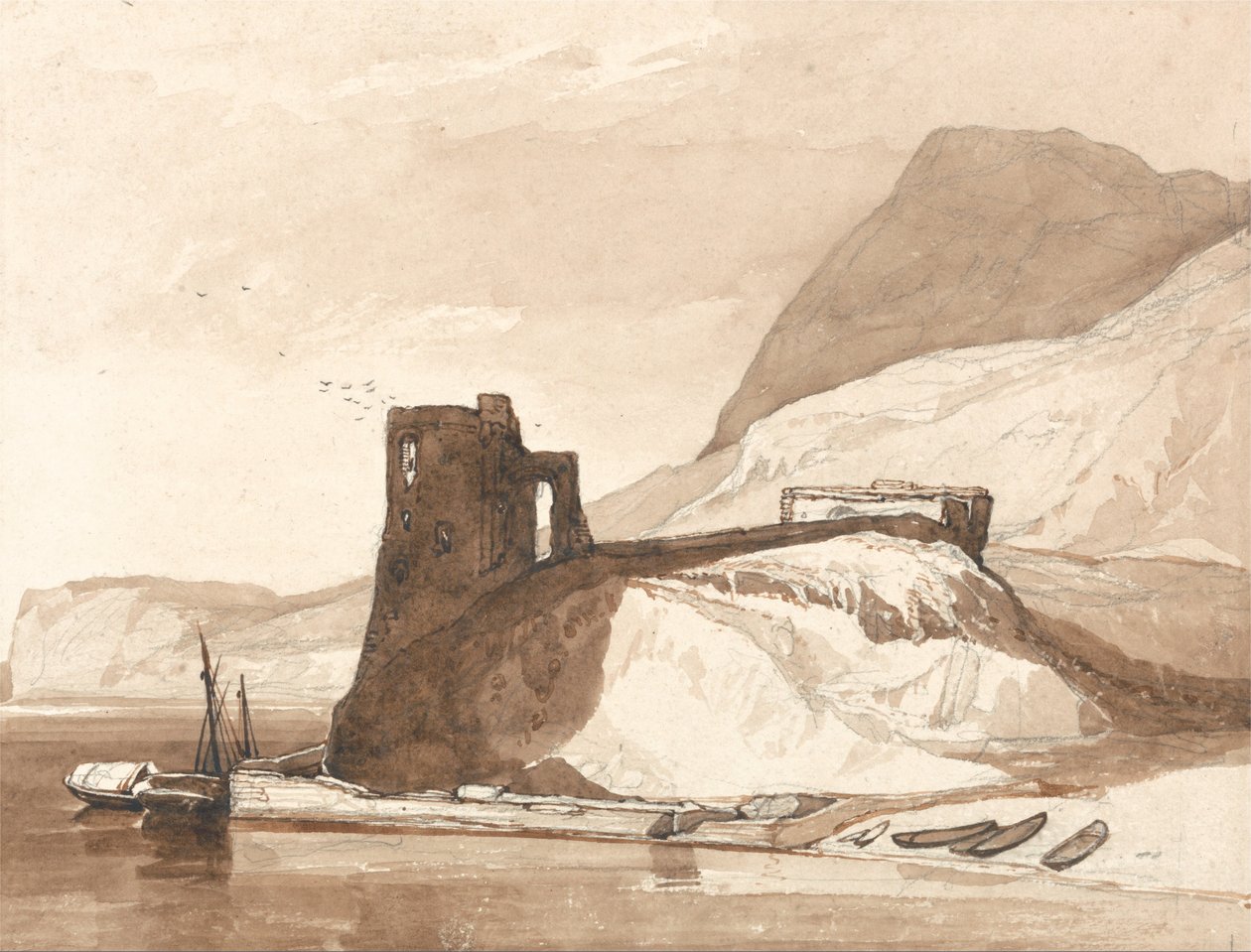 Kustscen med slott av John Sell Cotman