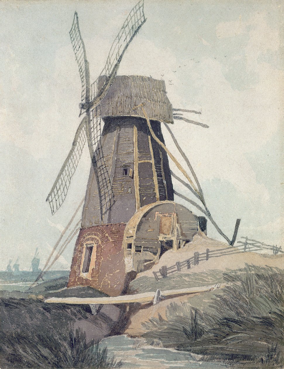 Dränering av en kvarn i Lincolnshire, 1807-08 (wc och svart bly på papper) av John Sell Cotman