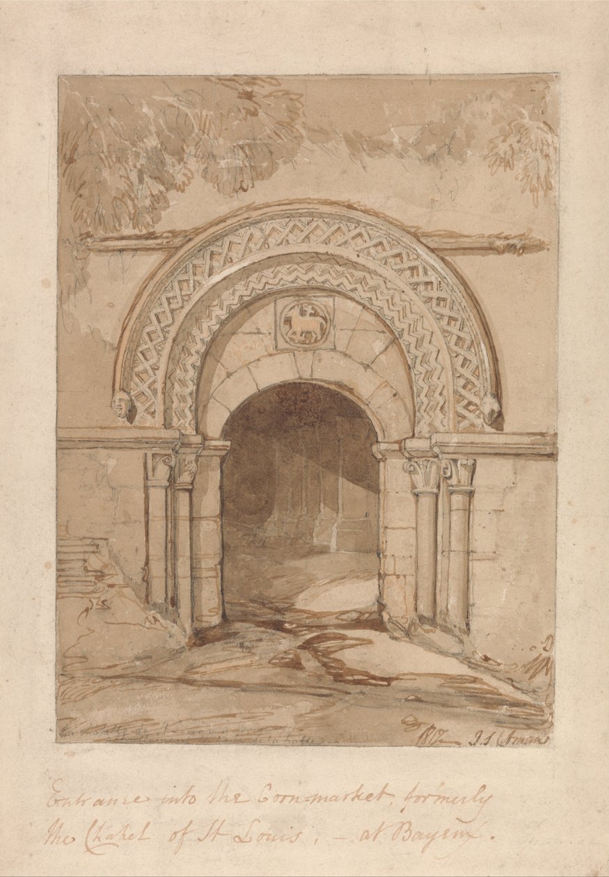 Entrance into the Cornmarket, Formerly the Chapel of St. Louis, at Bayeux av John Sell Cotman