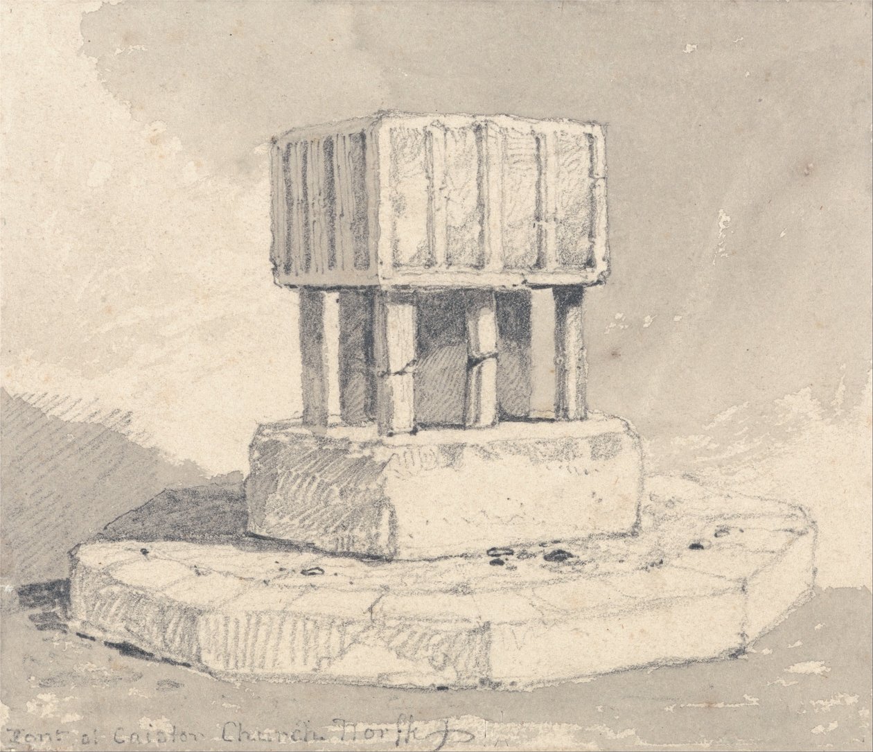 Font i Caister kyrka, Norfolk av John Sell Cotman