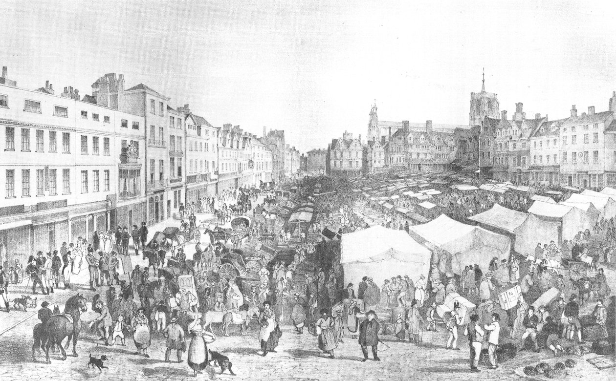 Norwich Market Place, John Sell Cotman, litograf H. Ninham av John Sell Cotman