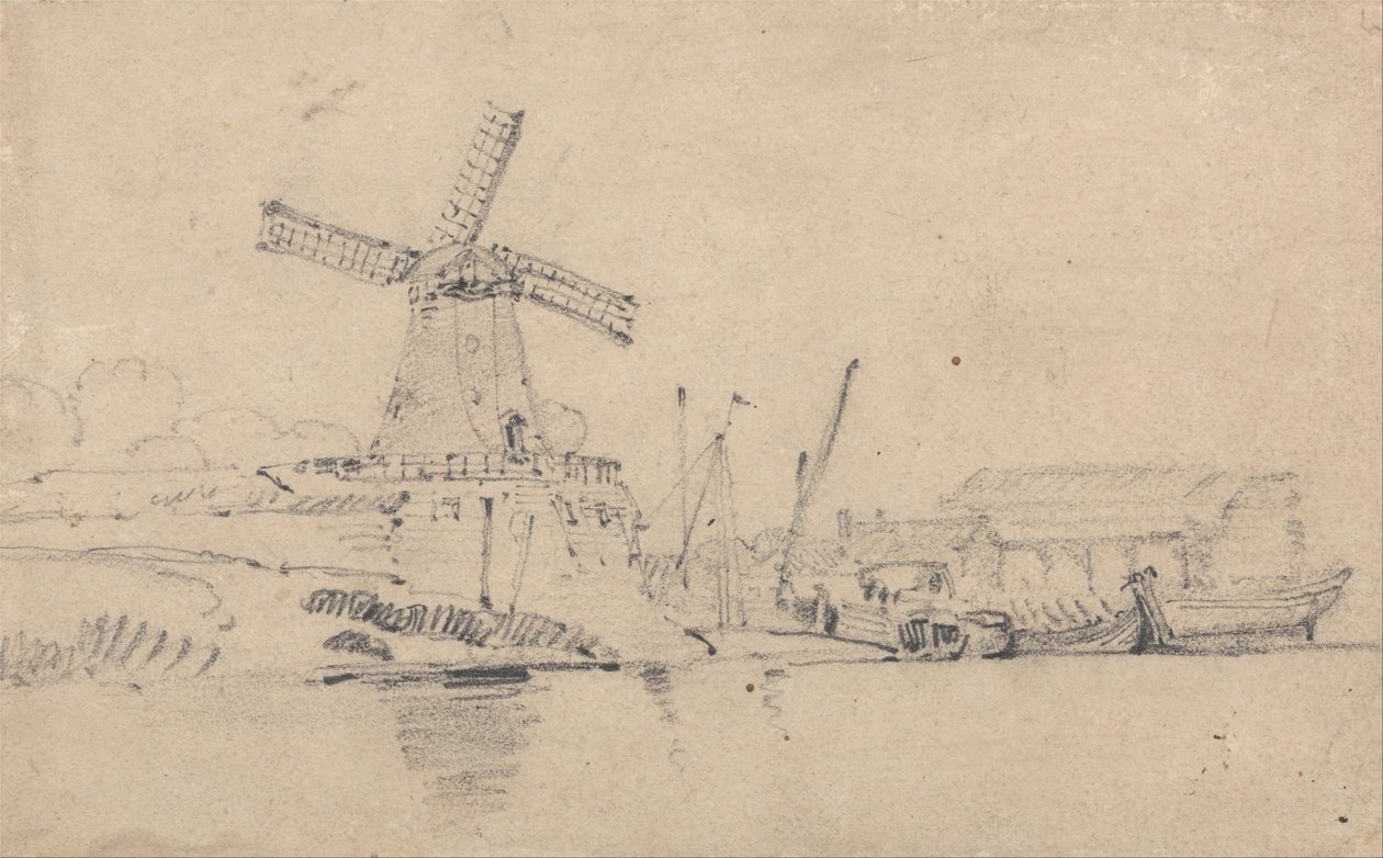 River and Windmill av John Sell Cotman