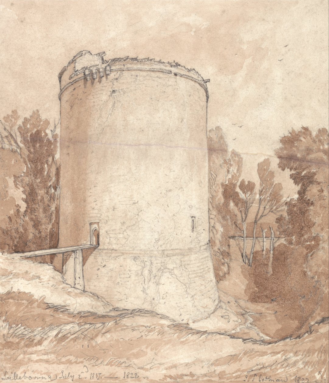 Round Tower, Castle of Lillebonne, Normandy av John Sell Cotman