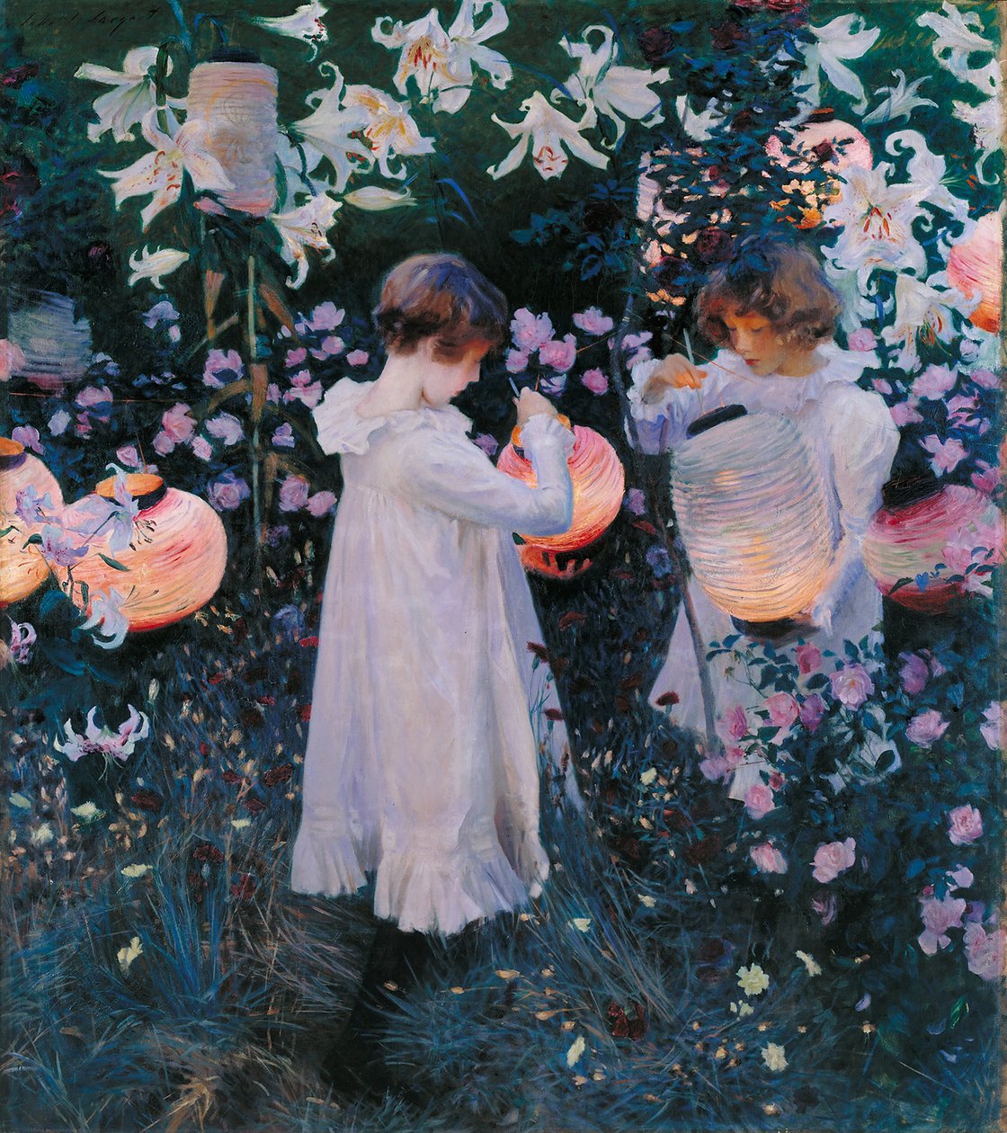 Lilja, lilja, lilja, ros, nejlika av John Singer Sargent