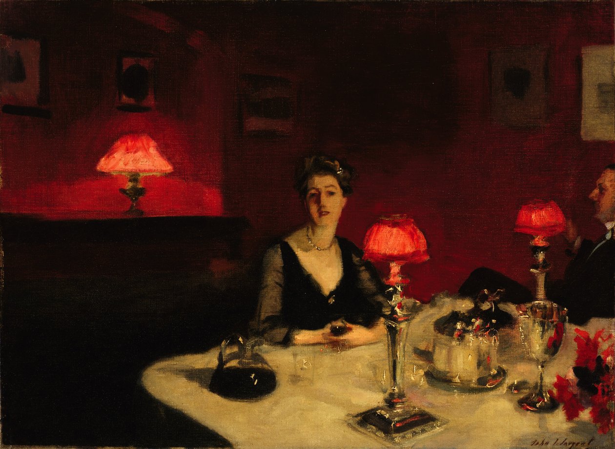 Le verre de porto (Ett middagsbord på natten) av John Singer Sargent