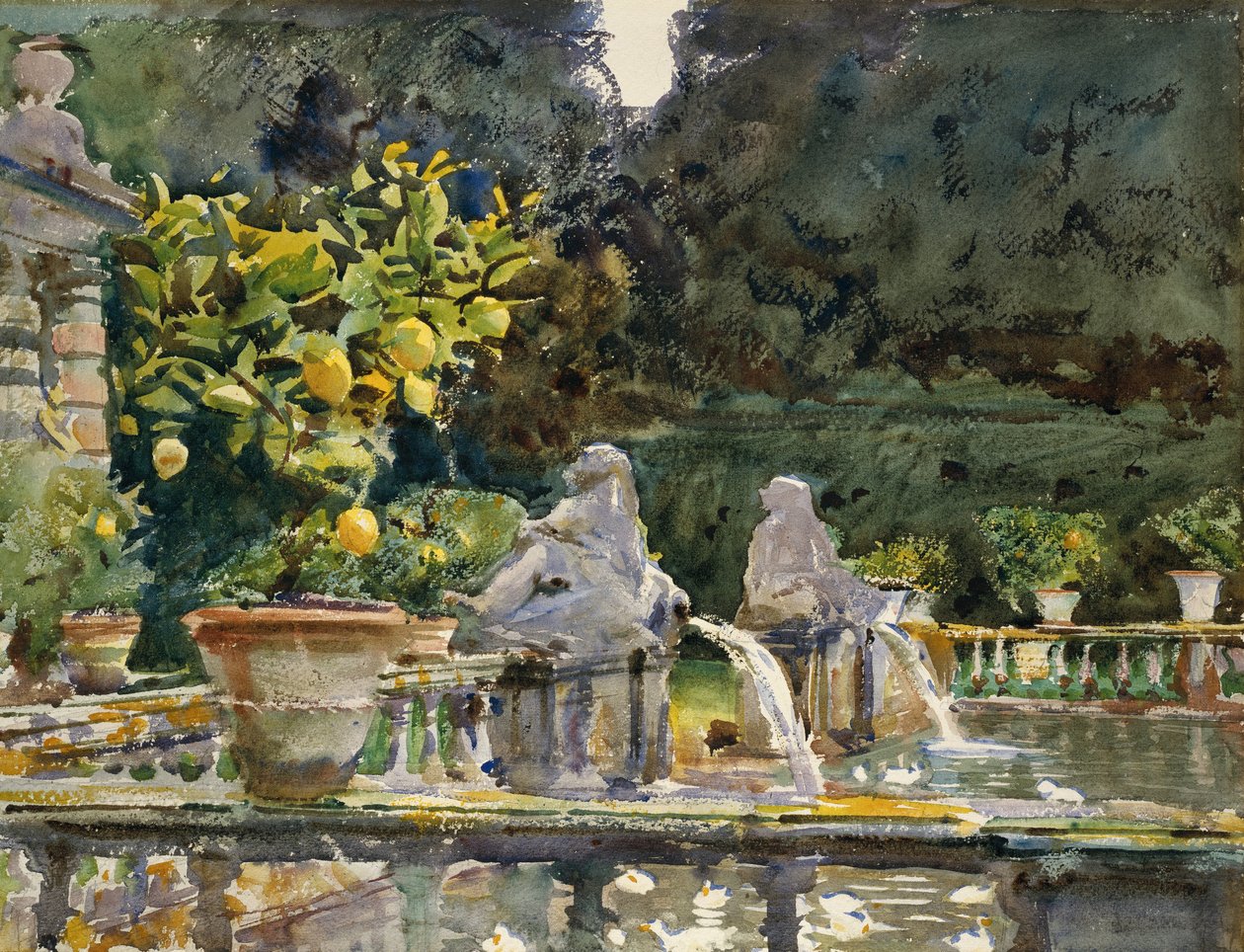 Villa di Marlia, Lucca- A Fountain av John Singer Sargent