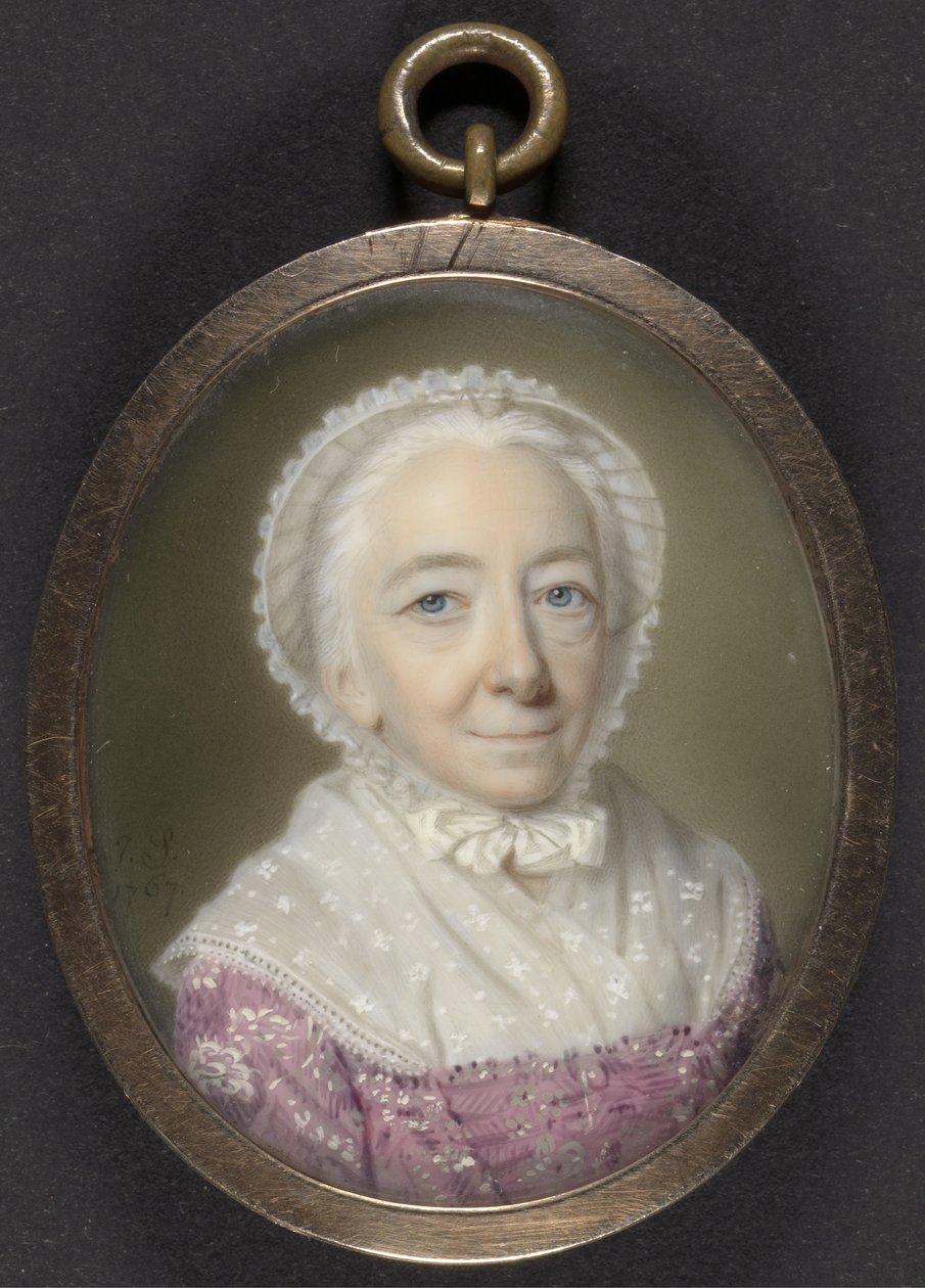 Porträtt av en äldre dam, 1767 (kroppsfärg och wc på elfenben) av John Smart