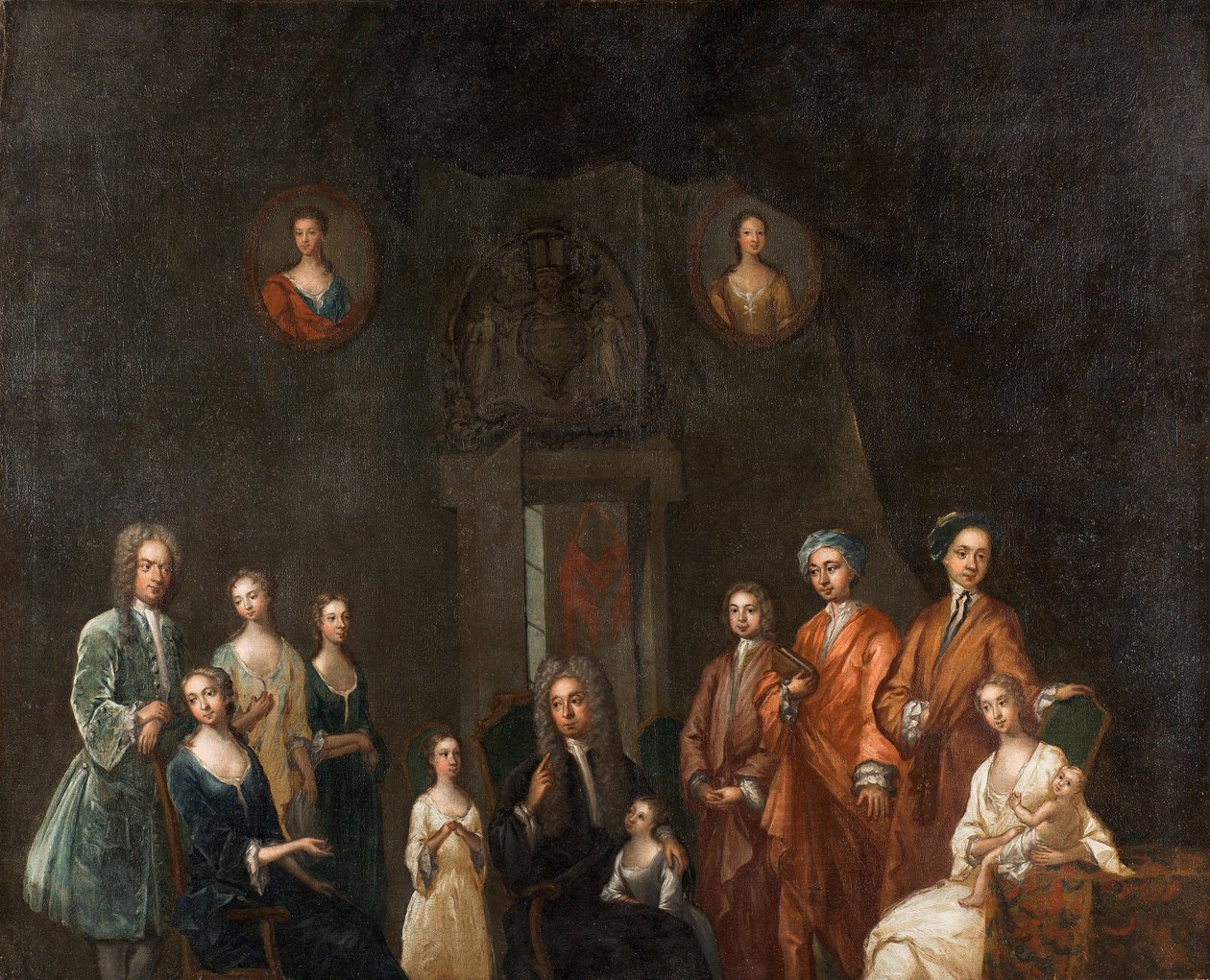 Portrait of Sir Francis Grant, Lord Cullen, and His Family av John Smibert